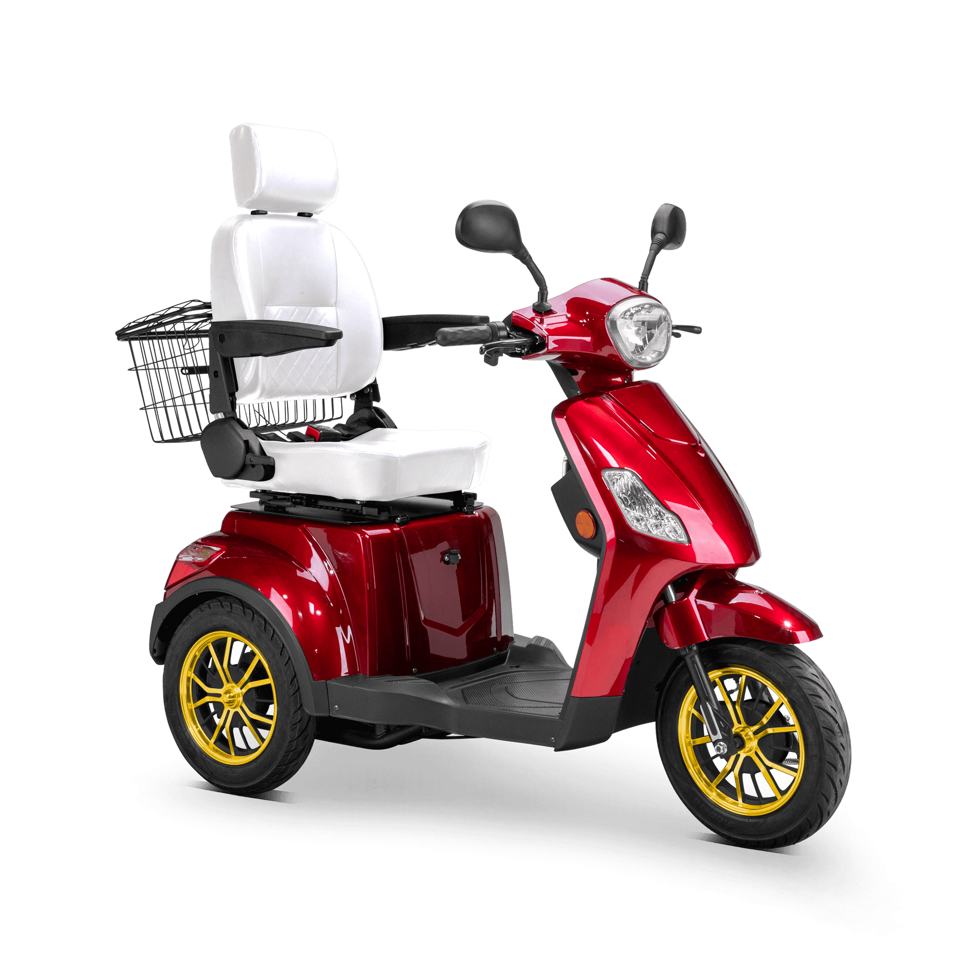 Legacy Mobility Scooter - red with white seat and gold wheels