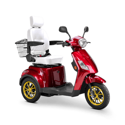 Legacy Mobility Scooter - red with white seat and gold wheels