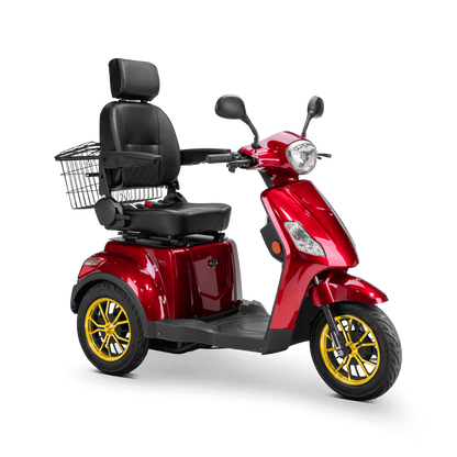 Legacy Mobility Scooter - red with black seat and gold wheels