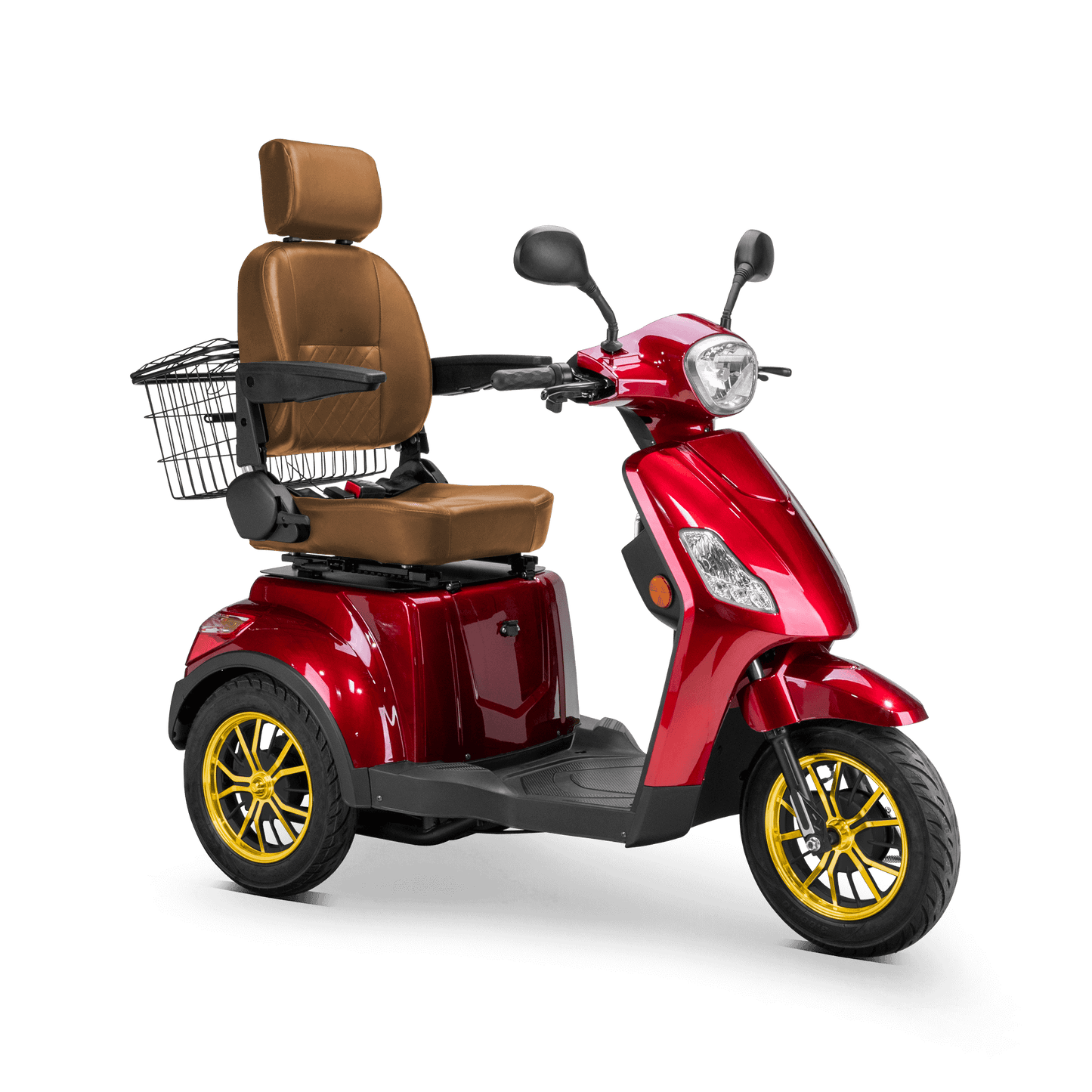 Legacy Mobility Scooter - red with brown seat and gold wheels