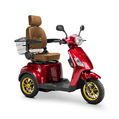 Legacy Mobility Scooter - red with brown seat and gold wheels