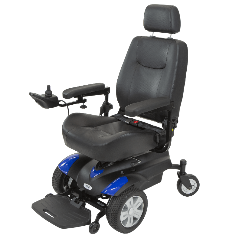 Electric Wheelchair Model V - black with blue trim