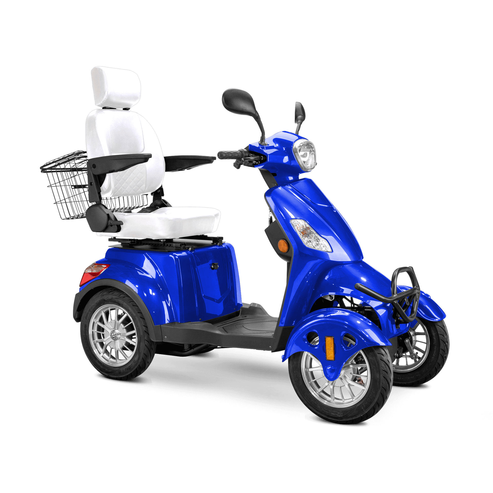 Prestige Mobility Scooter - blue with white seat and silver wheels