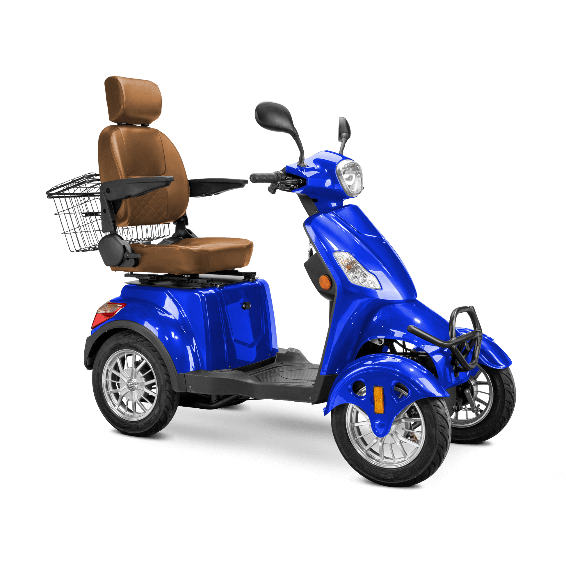 Prestige Mobility Scooter - blue with brown seat and silver wheels