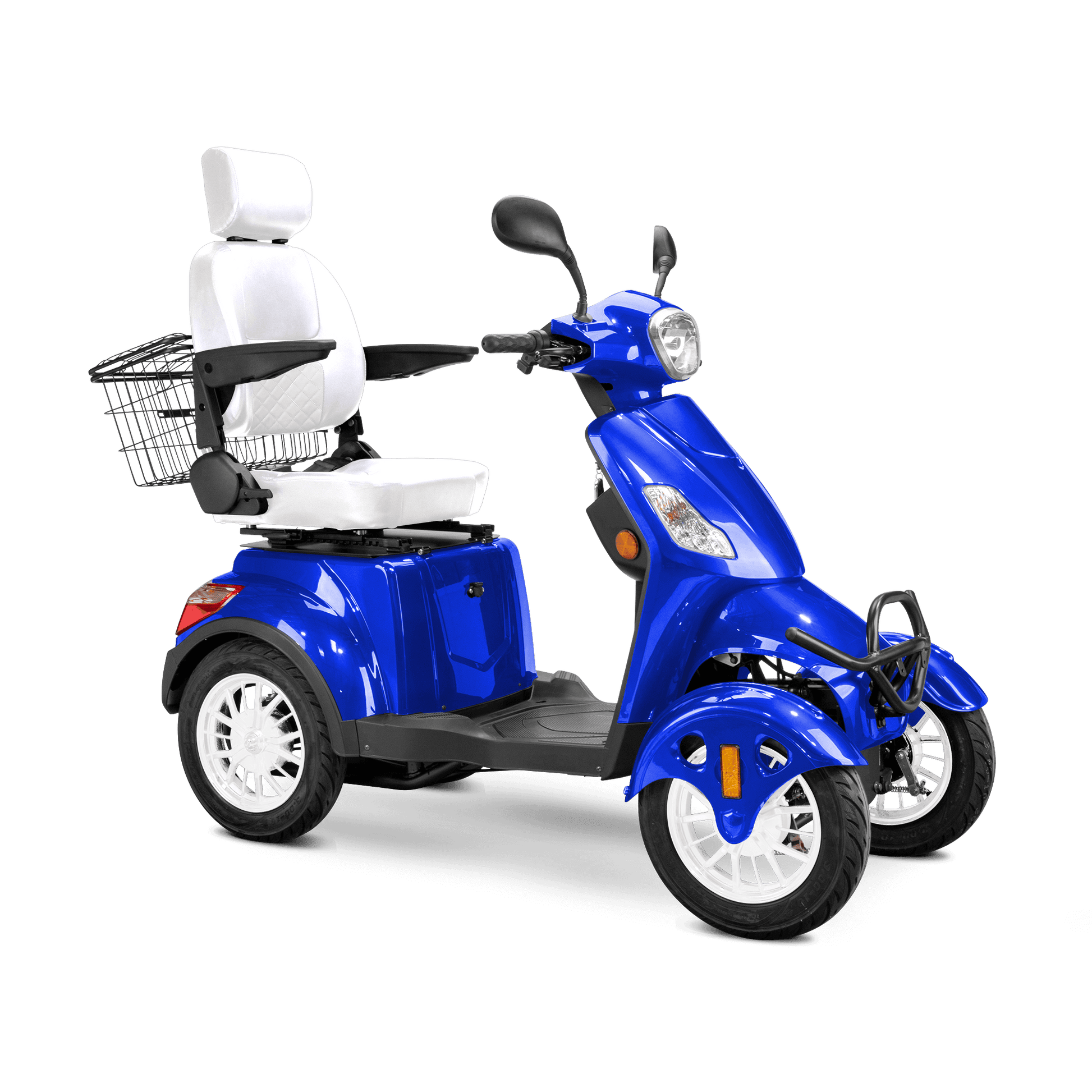 Prestige Mobility Scooter - blue with white seat and white wheels