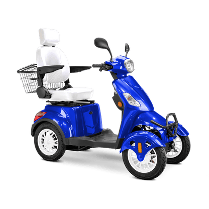 Prestige Mobility Scooter - blue with white seat and white wheels