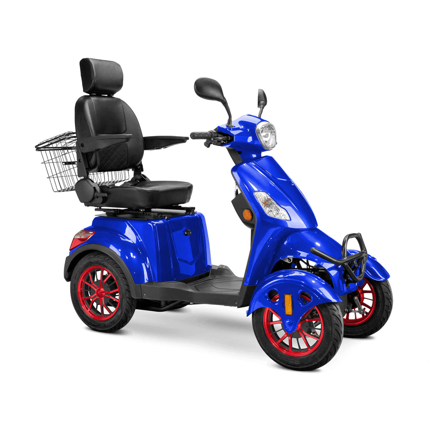 Prestige Mobility Scooter - blue with black seat and red wheels