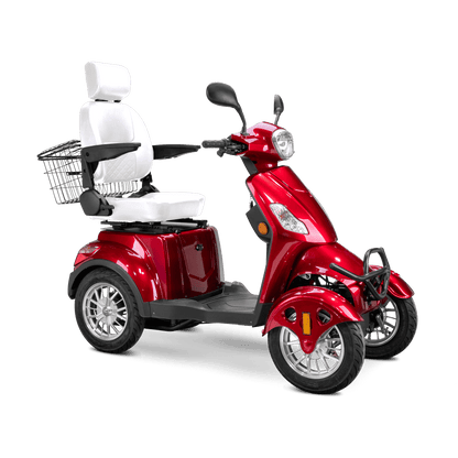 Prestige Mobility Scooter - red with white seat and silver wheels