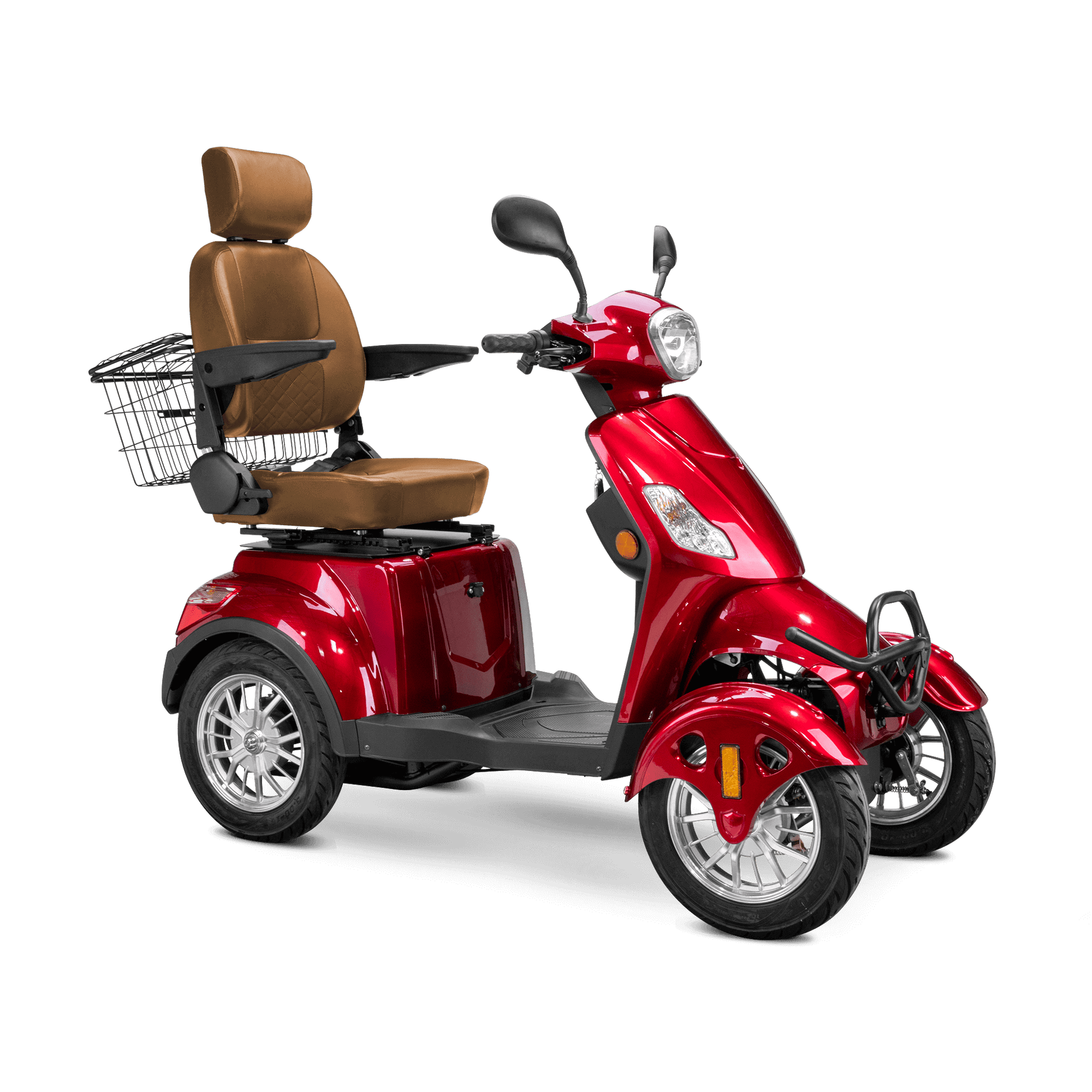 Prestige Mobility Scooter - red with brown seat and silver wheels