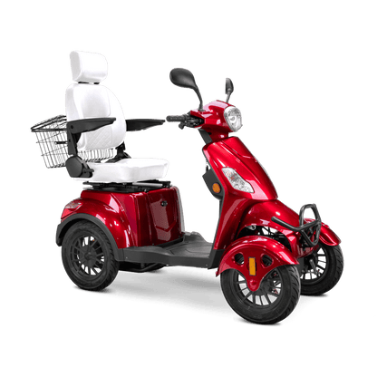 Prestige Mobility Scooter - red with white seat and black wheels