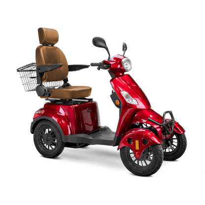 Prestige Mobility Scooter - red with brown seat and black wheels