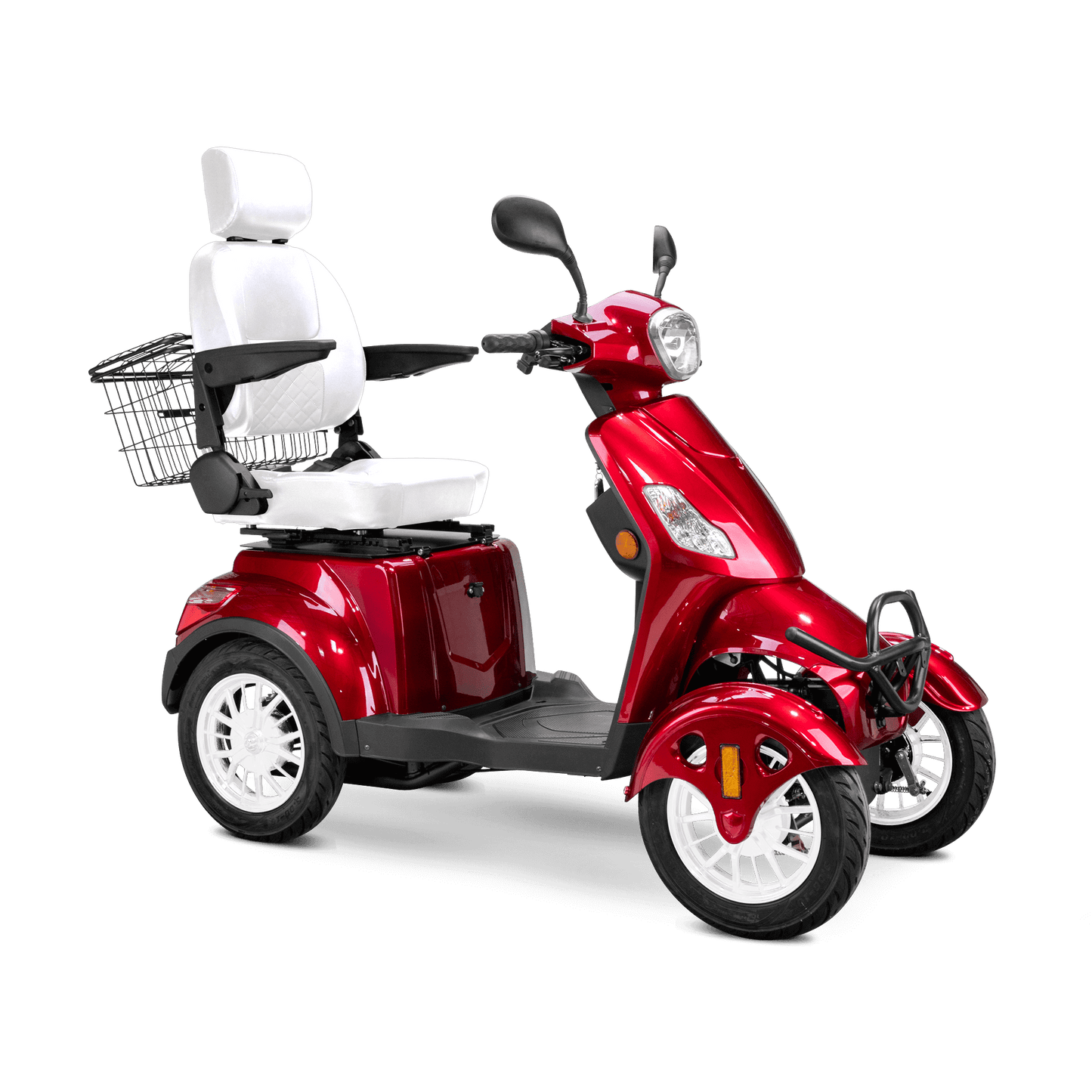 Prestige Mobility Scooter - red with white seat and white wheels
