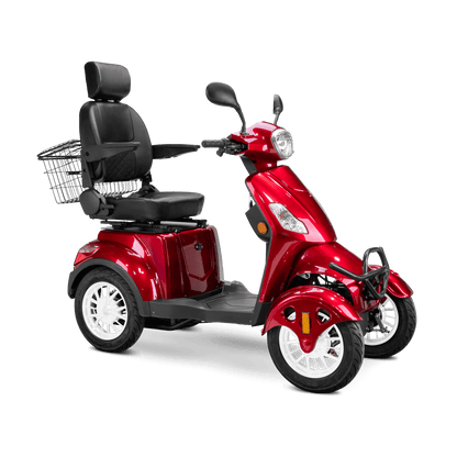 Prestige Mobility Scooter - red with black seat and white wheels