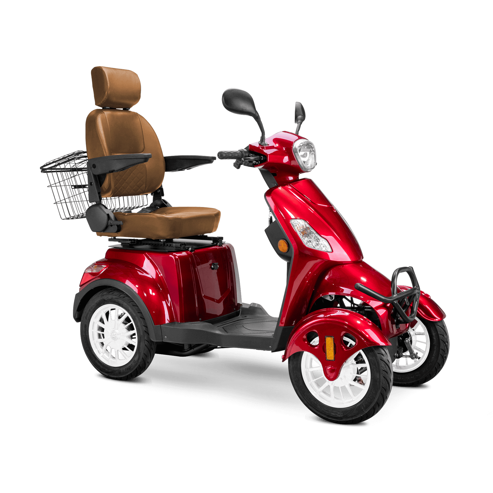 Prestige Mobility Scooter - red with brown seat and white wheels