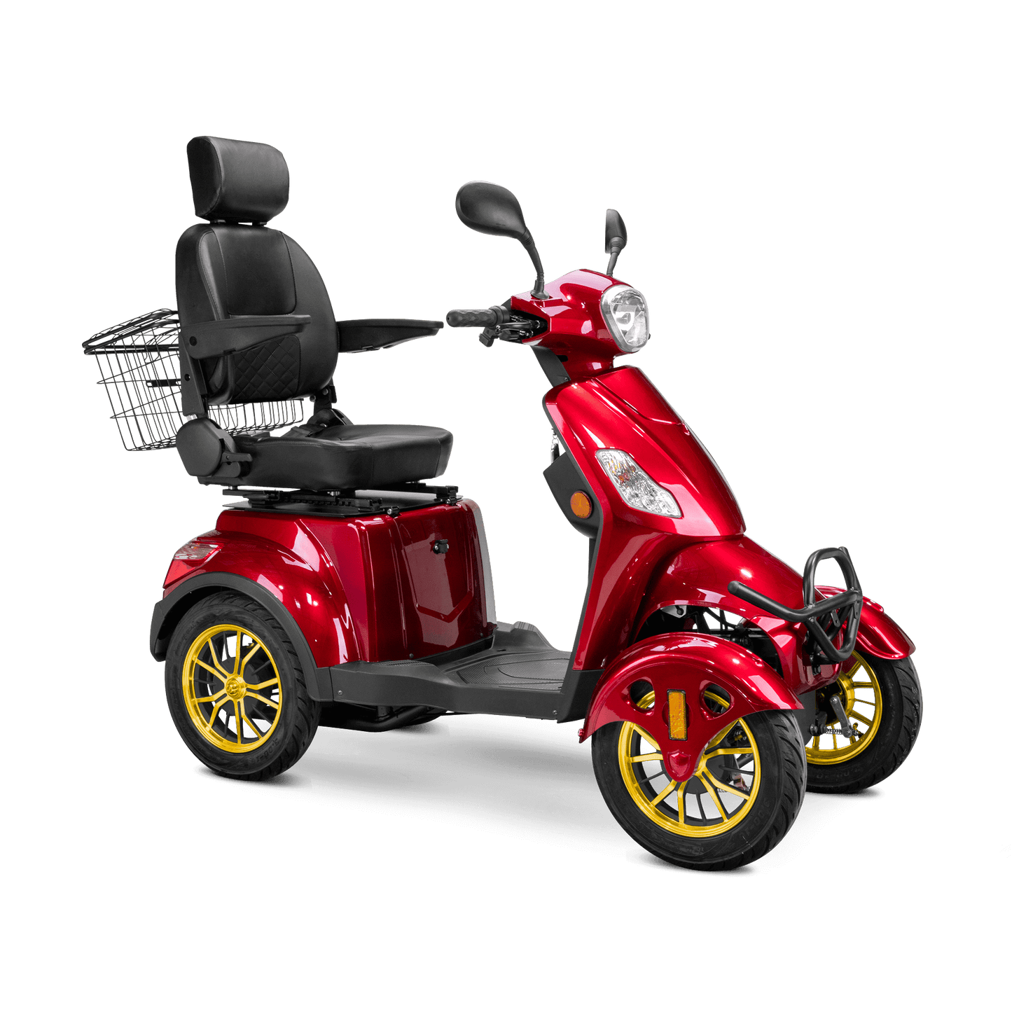 Prestige Mobility Scooter - red with black seat and gold wheels