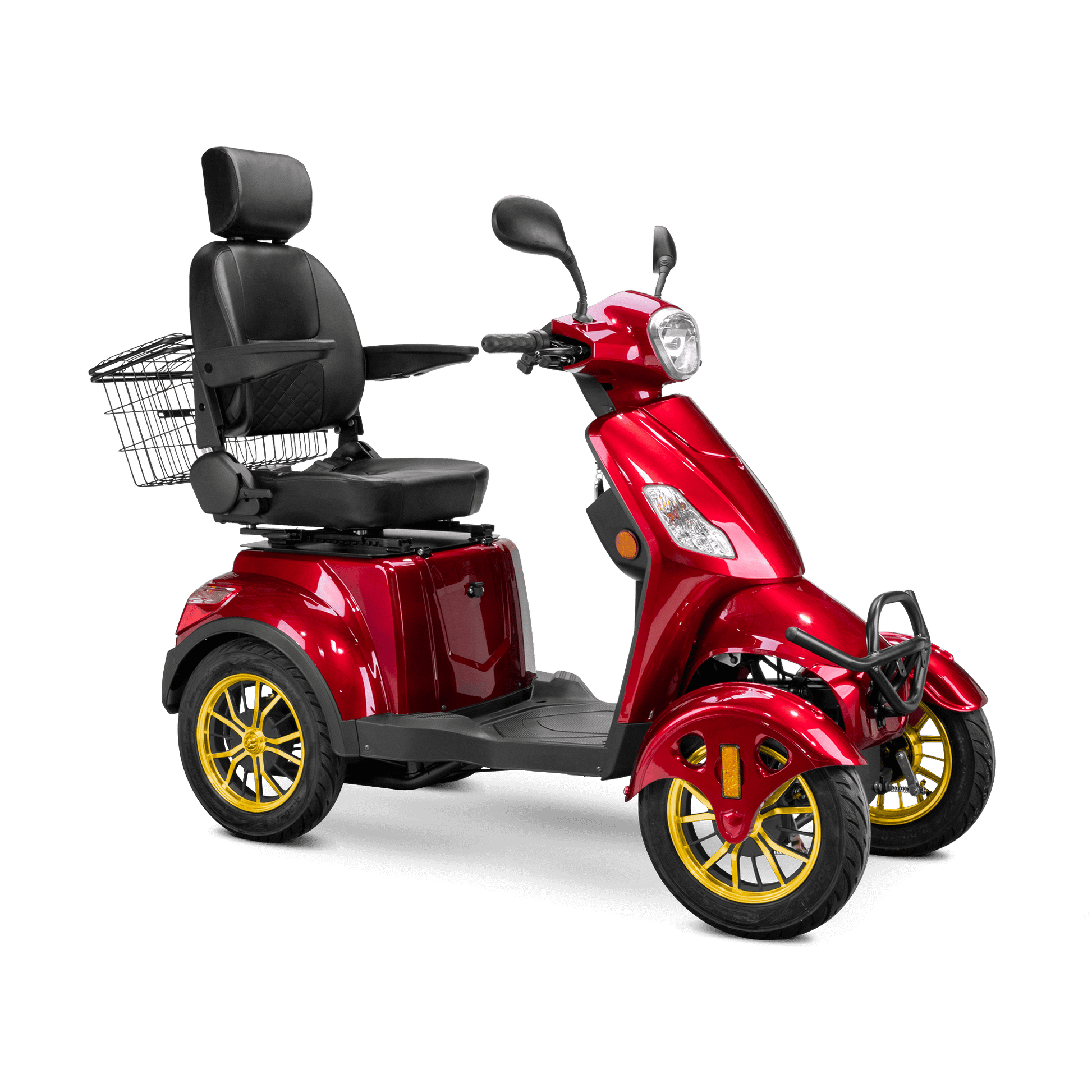 Prestige Mobility Scooter - red with black seat and gold wheels