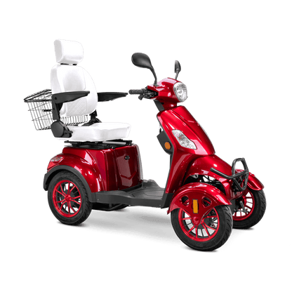 Prestige Mobility Scooter - red with white seat and red wheels