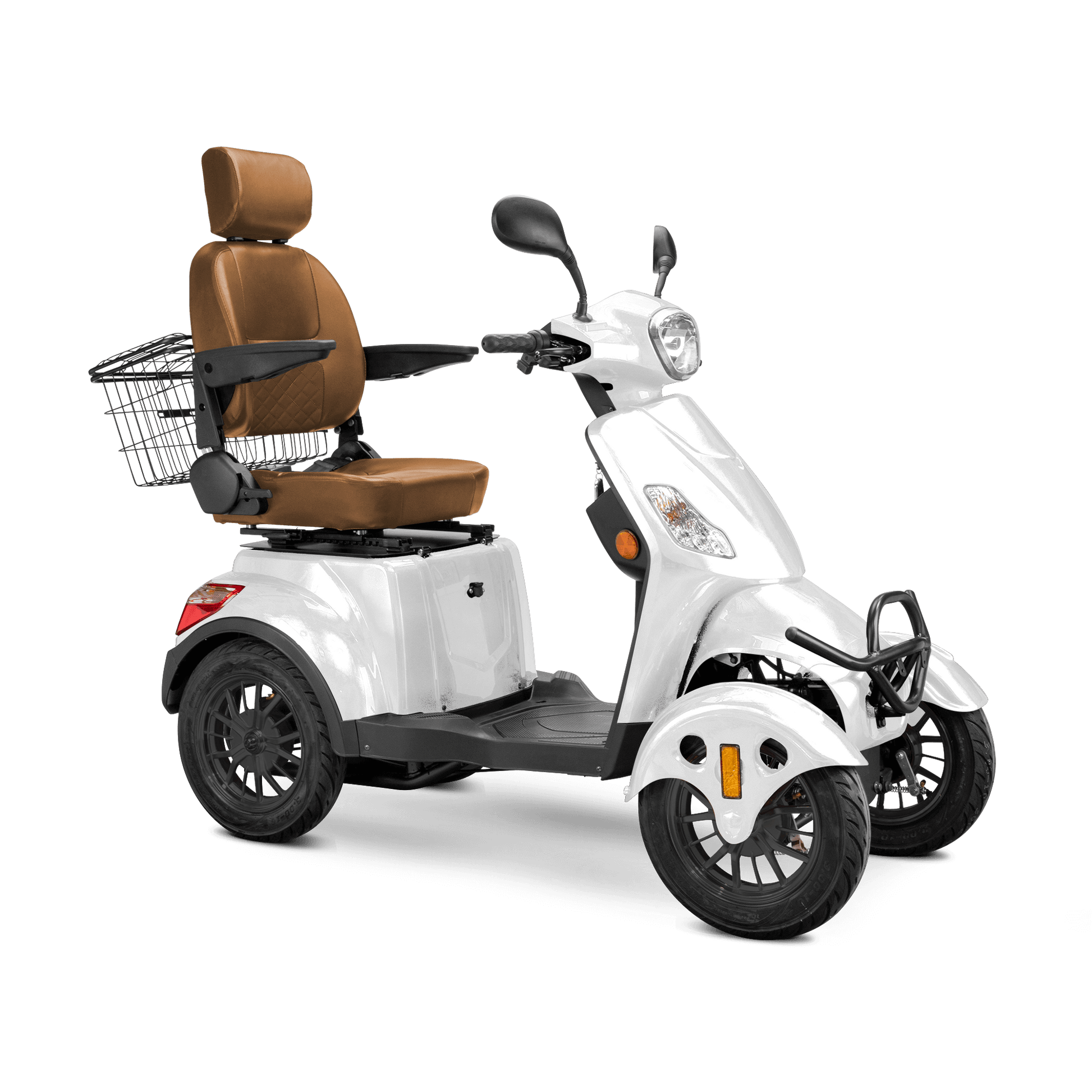Prestige Mobility Scooter - white with brown seat and black wheels