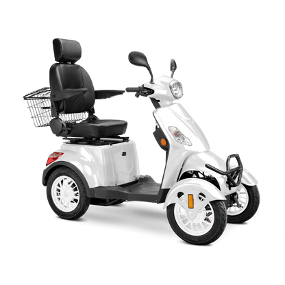 Prestige Mobility Scooter - white with black seat and white wheels