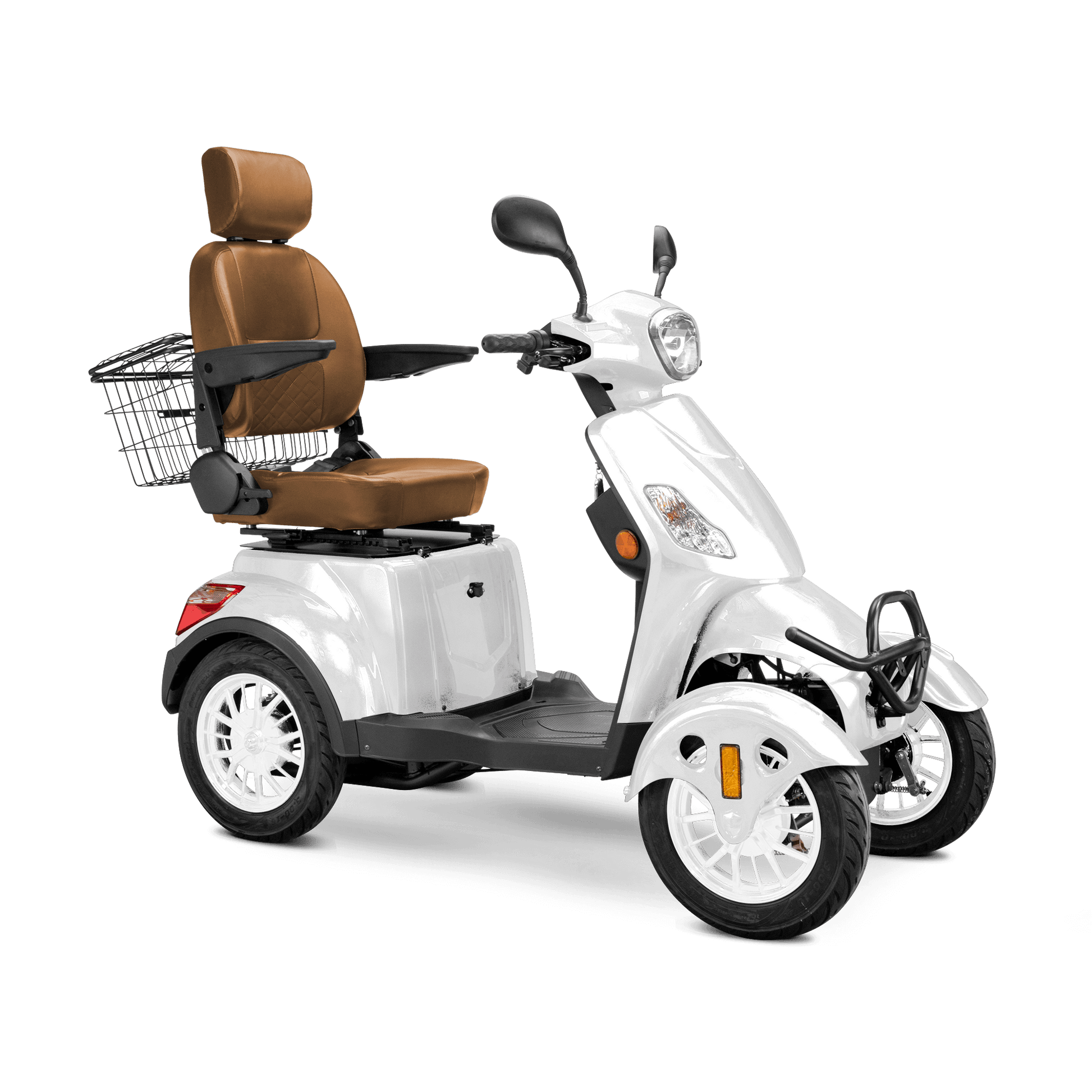 Prestige Mobility Scooter - white with brown seat and white wheels