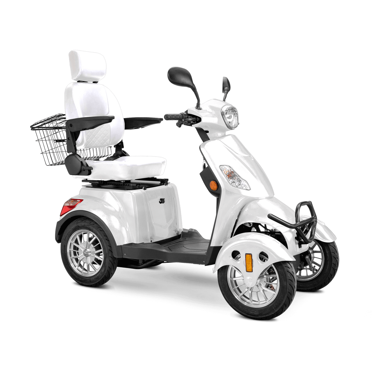 Prestige Mobility Scooter - white with white seat and silver wheels