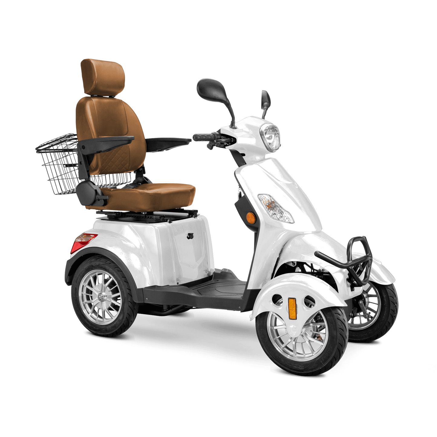 Prestige Mobility Scooter - white with brown seat and silver wheels