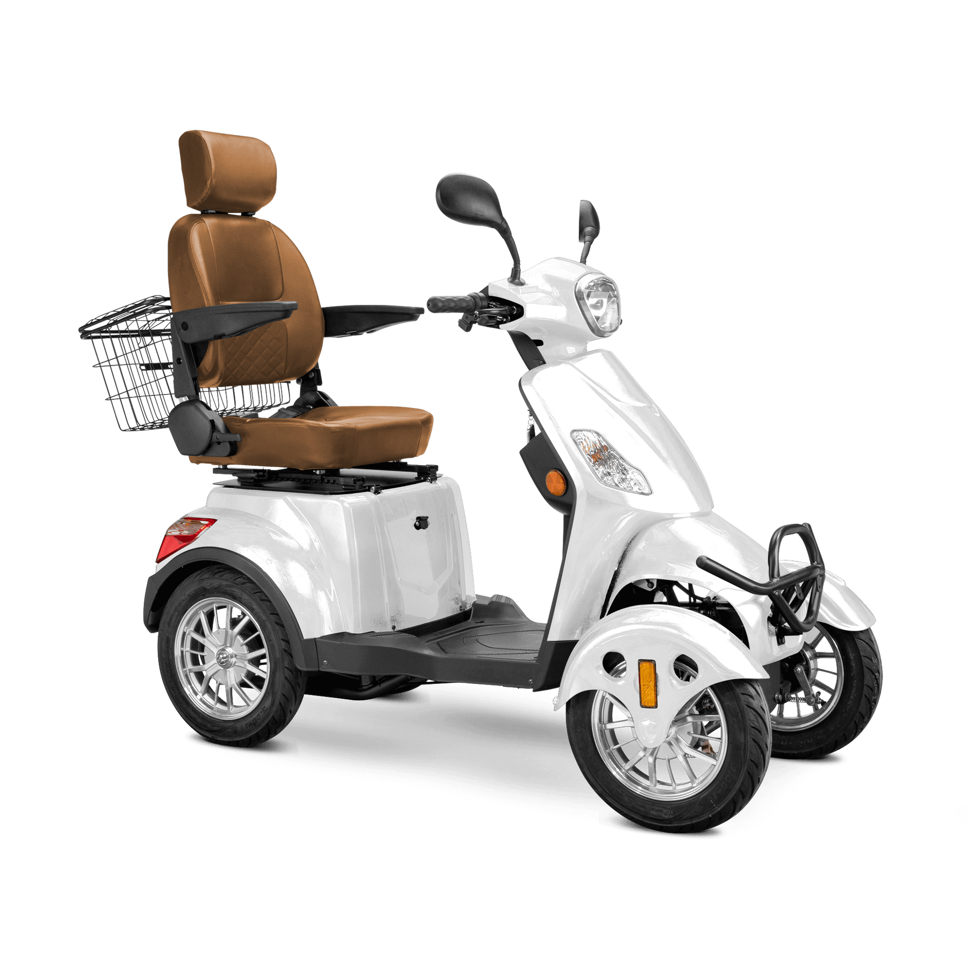 Prestige Mobility Scooter - white with brown seat and silver wheels