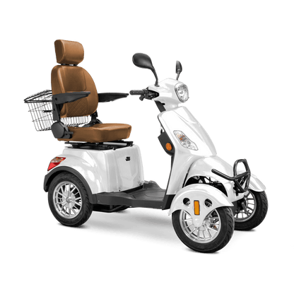 Prestige Mobility Scooter - white with brown seat and silver wheels