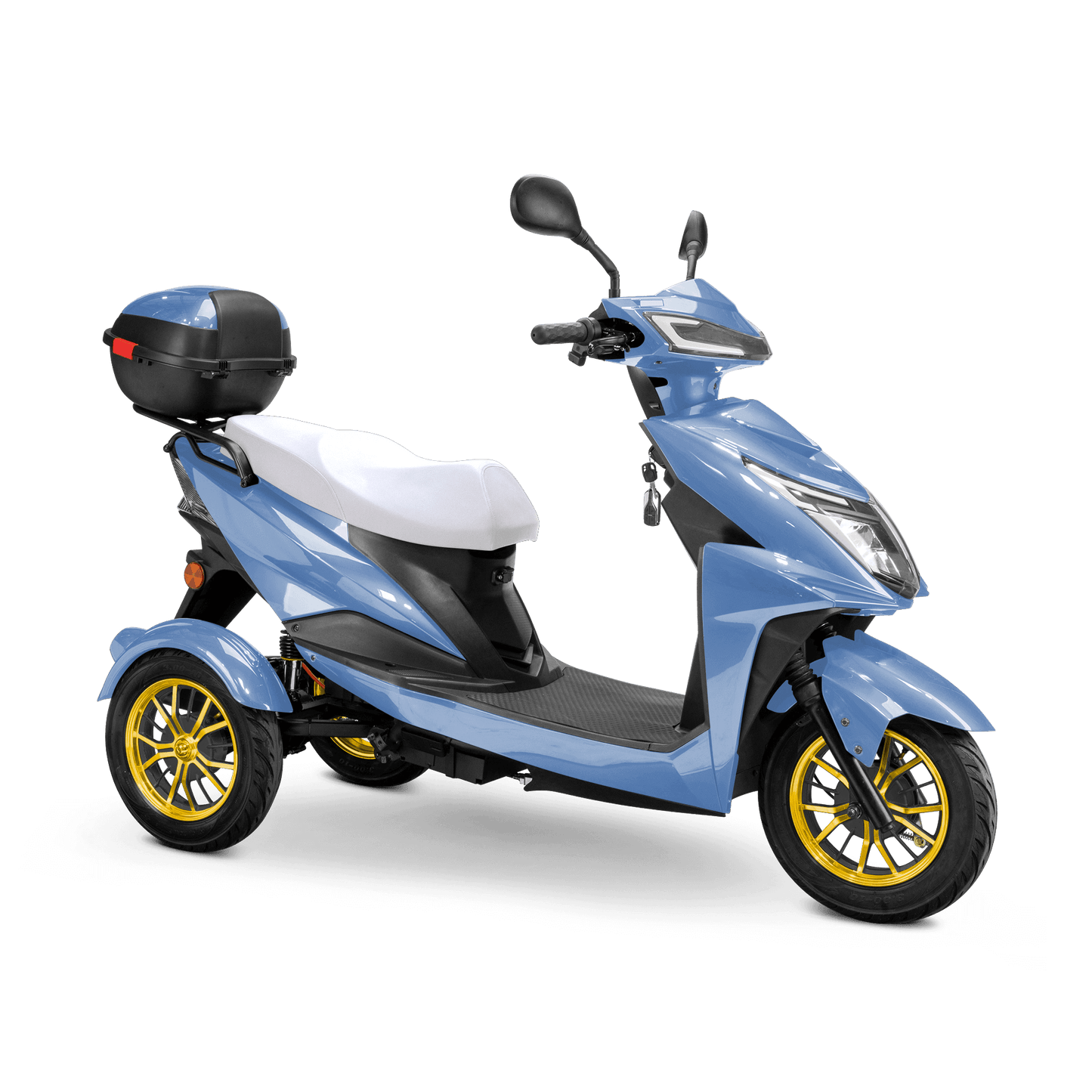 Regal Mobility Scooter - blue with white seat and gold wheels