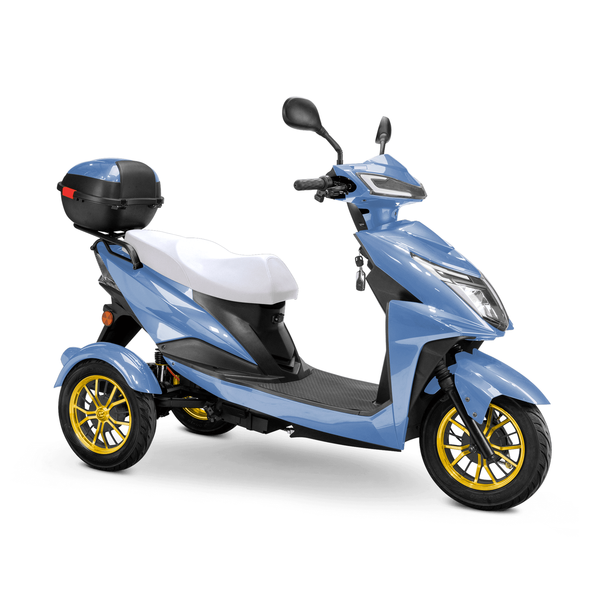 Regal Mobility Scooter - blue with white seat and gold wheels