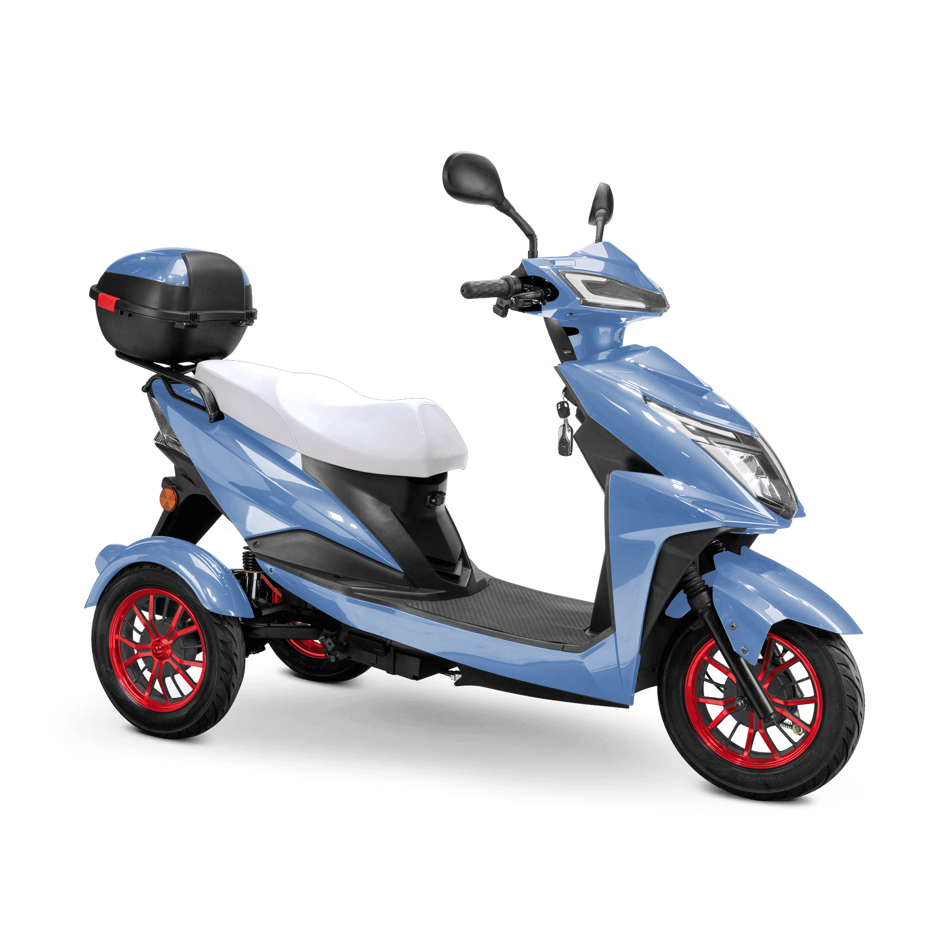 Regal Mobility Scooter - blue with white seat and red wheels