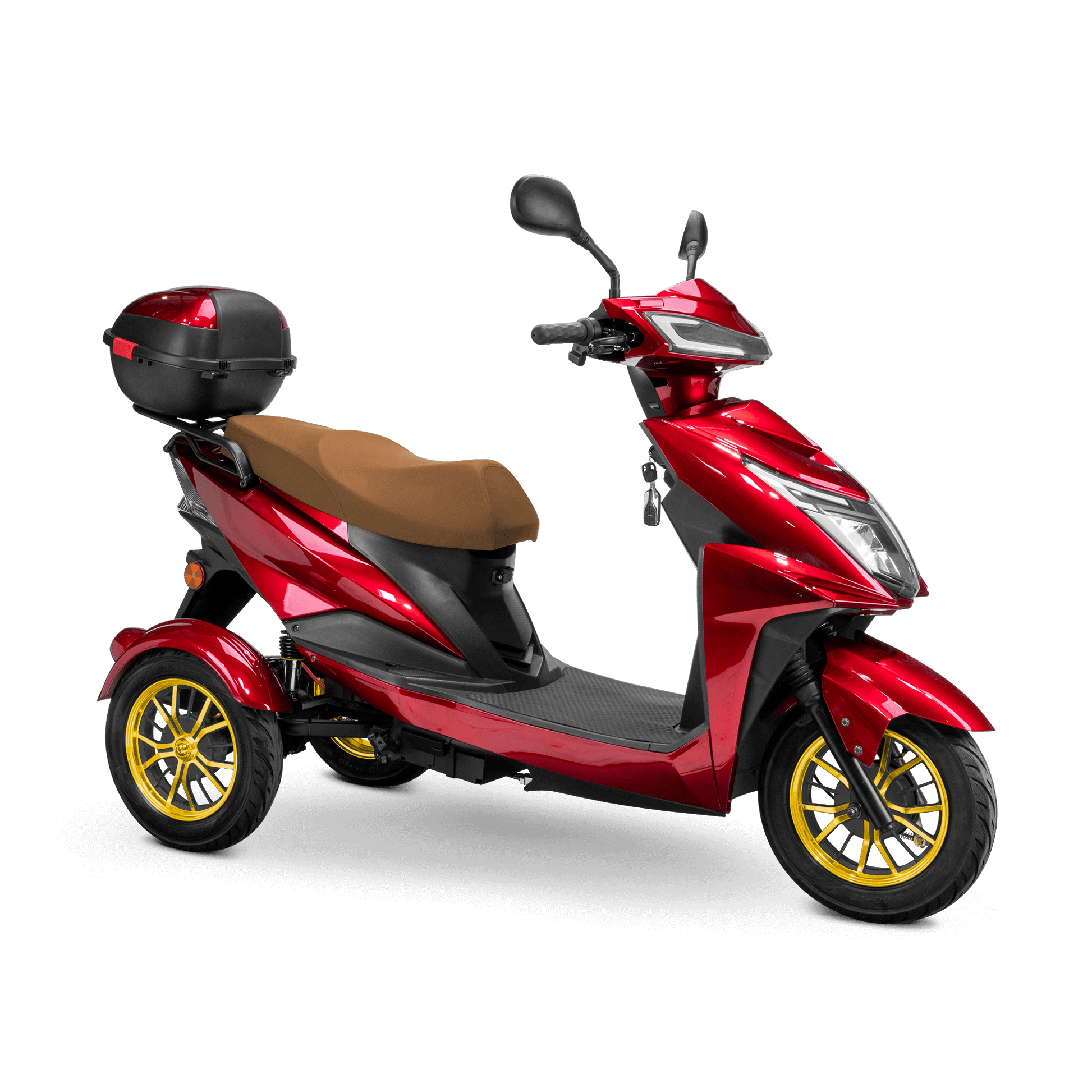 Regal Mobility Scooter - red with brown seat and gold wheels