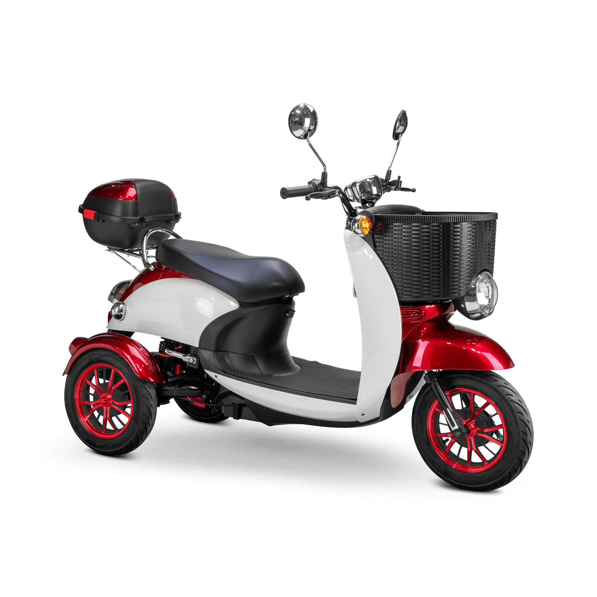 Supreme Mobility Scooter - red and white with black seat and red wheels