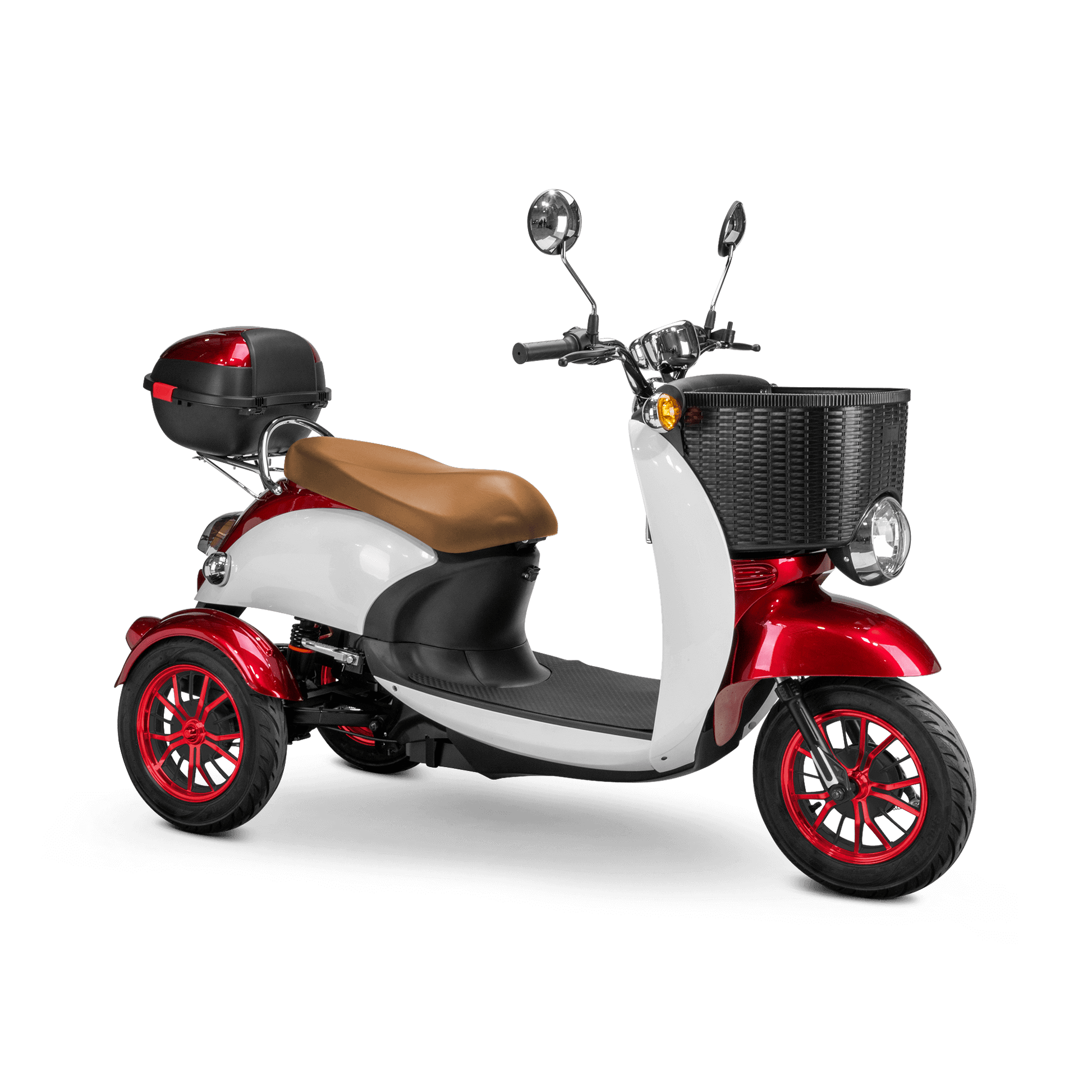 Supreme Mobility Scooter - white and red with brown seat and red wheels