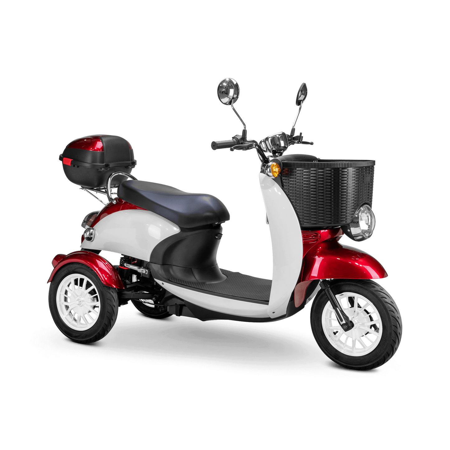 Supreme Mobility Scooter - white and red with black seat and white wheels