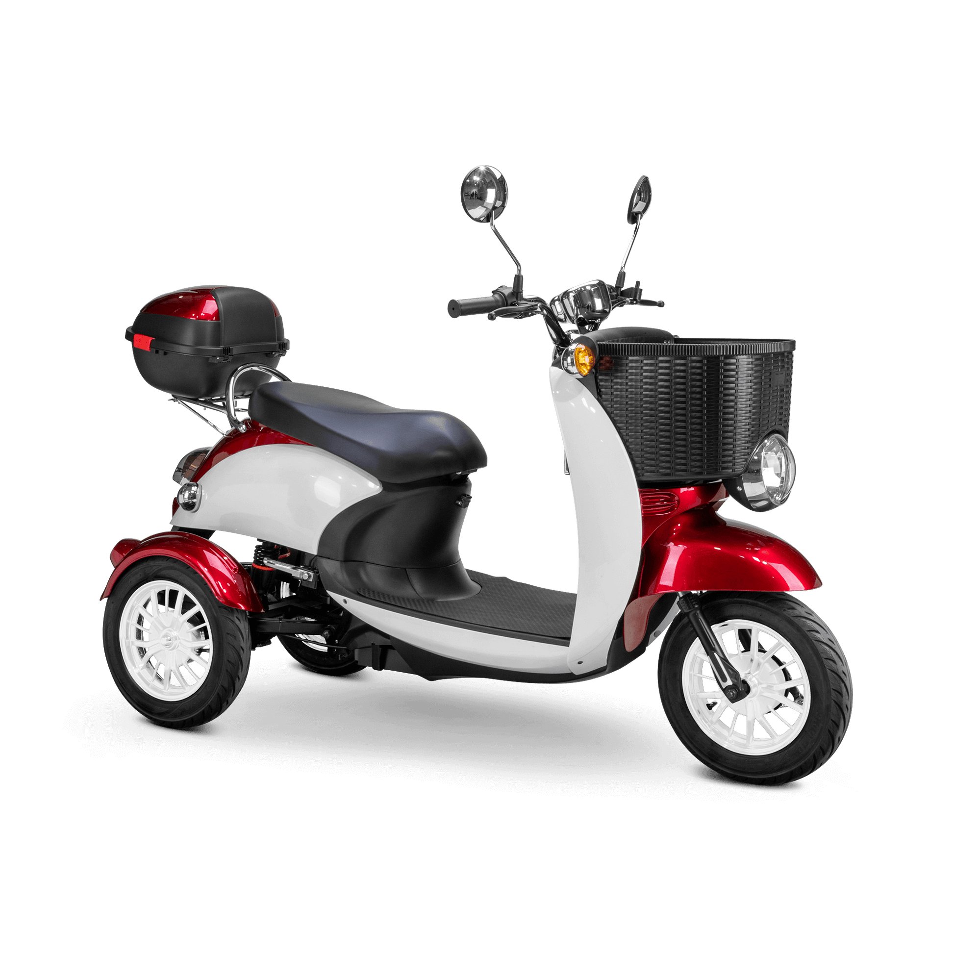 Supreme Mobility Scooter - white and red with black seat and white wheels