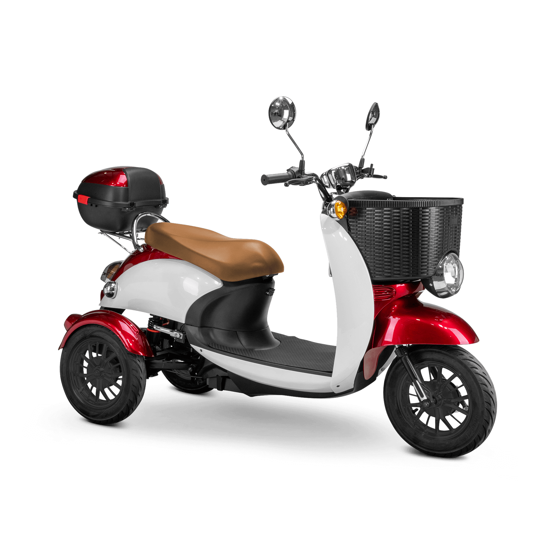 Supreme Mobility Scooter - white and red with brown seat and black wheels