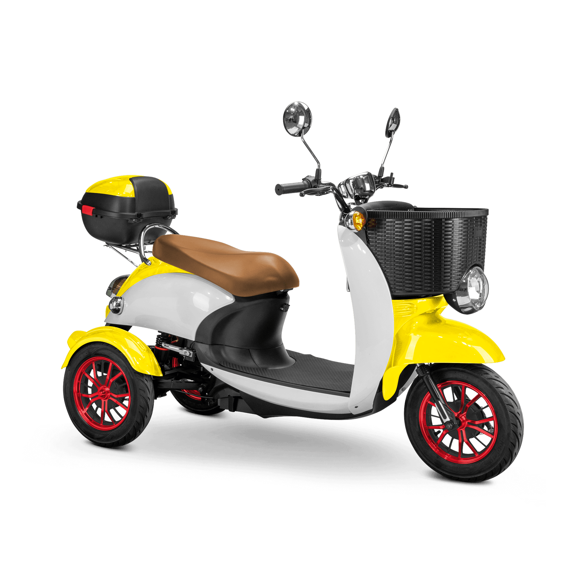 Supreme Mobility Scooter -  - white and yellow with brown seat and red wheels