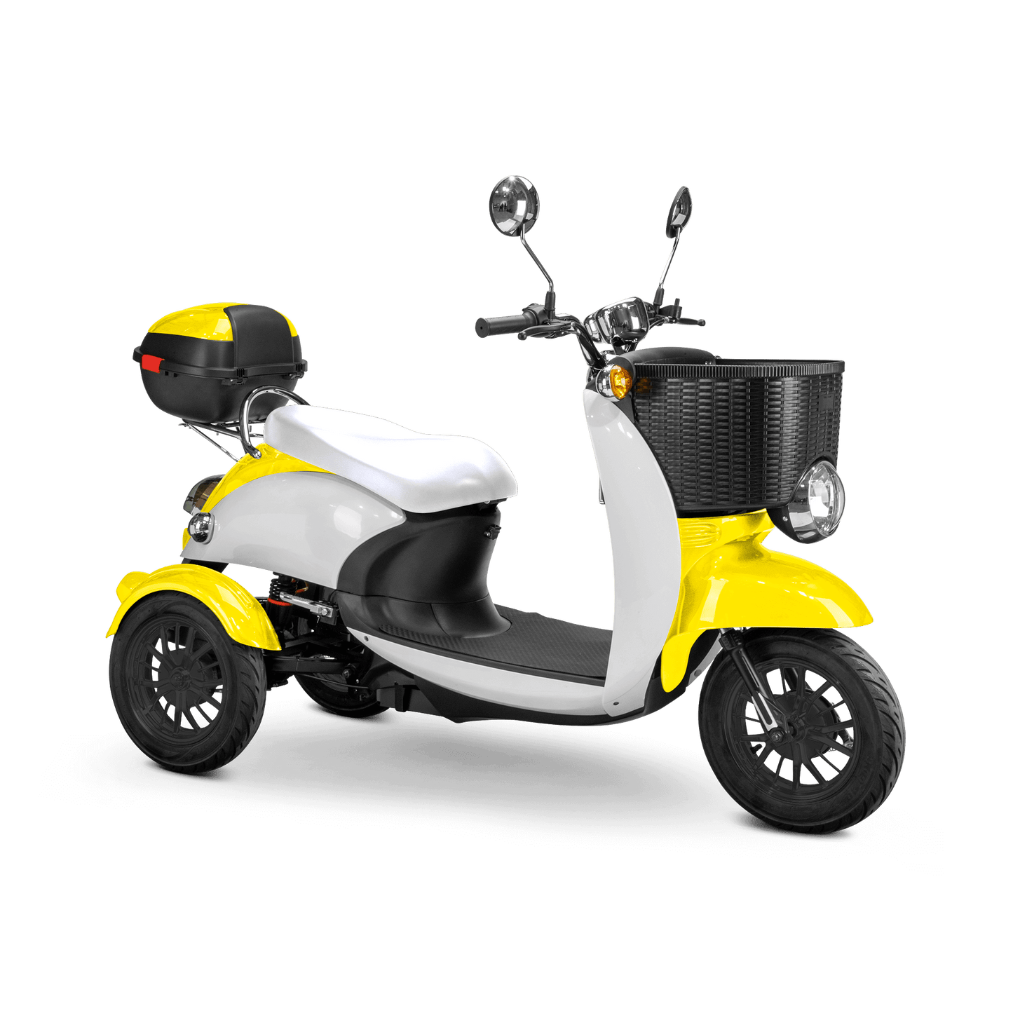Supreme Mobility Scooter - white and yellow with white seat and black wheels
