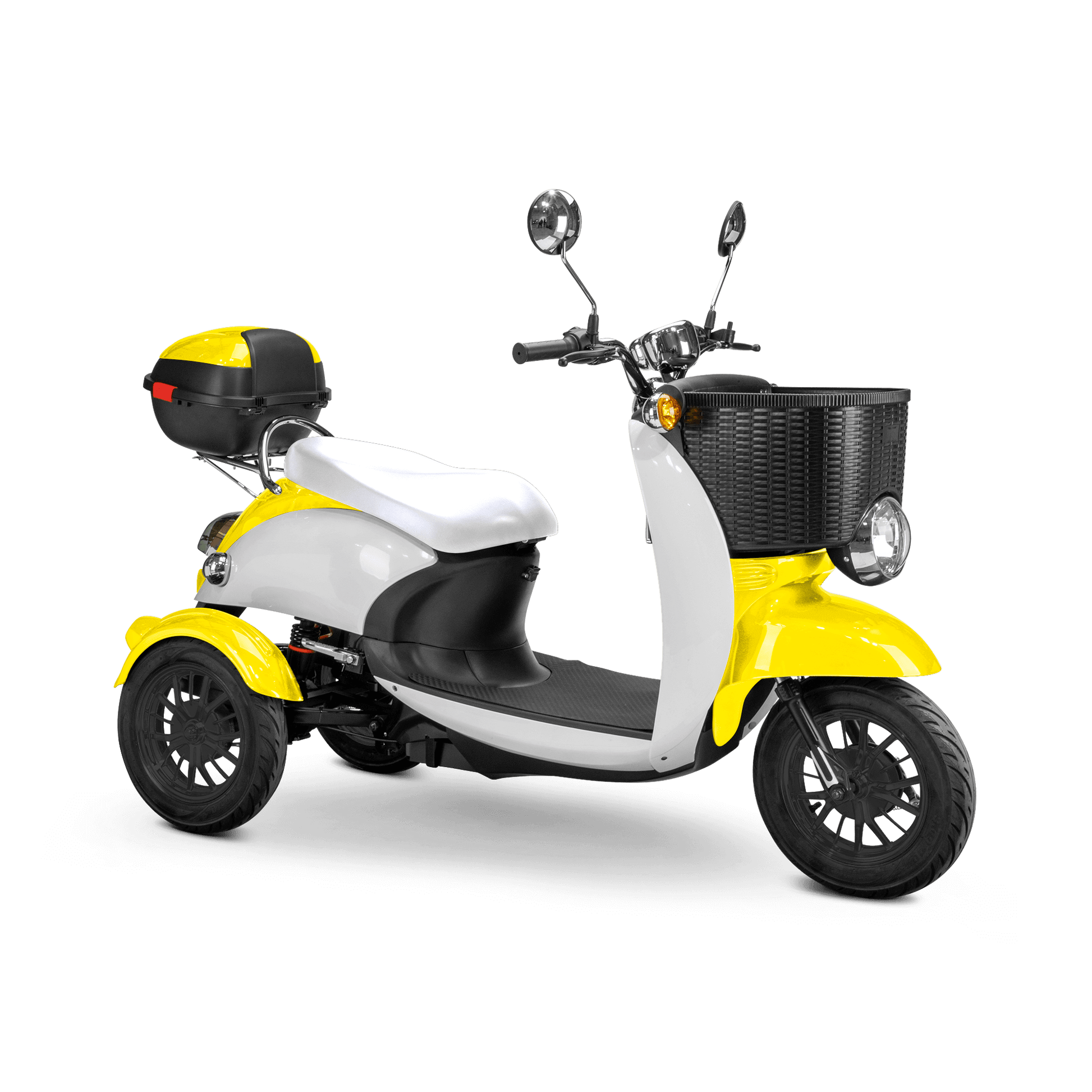 Supreme Mobility Scooter - white and yellow with white seat and black wheels