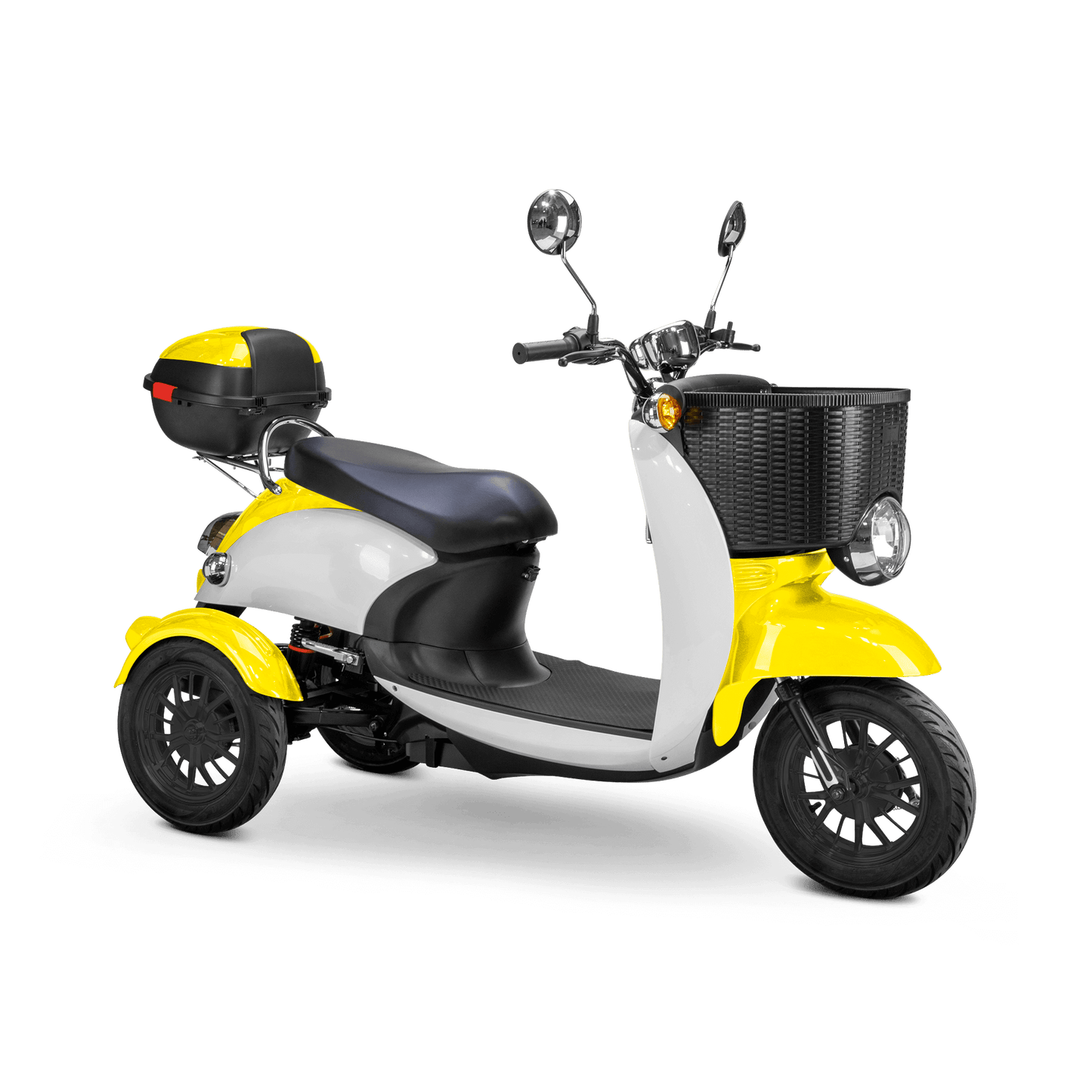 Supreme Mobility Scooter - white and yellow with black seat and black wheels