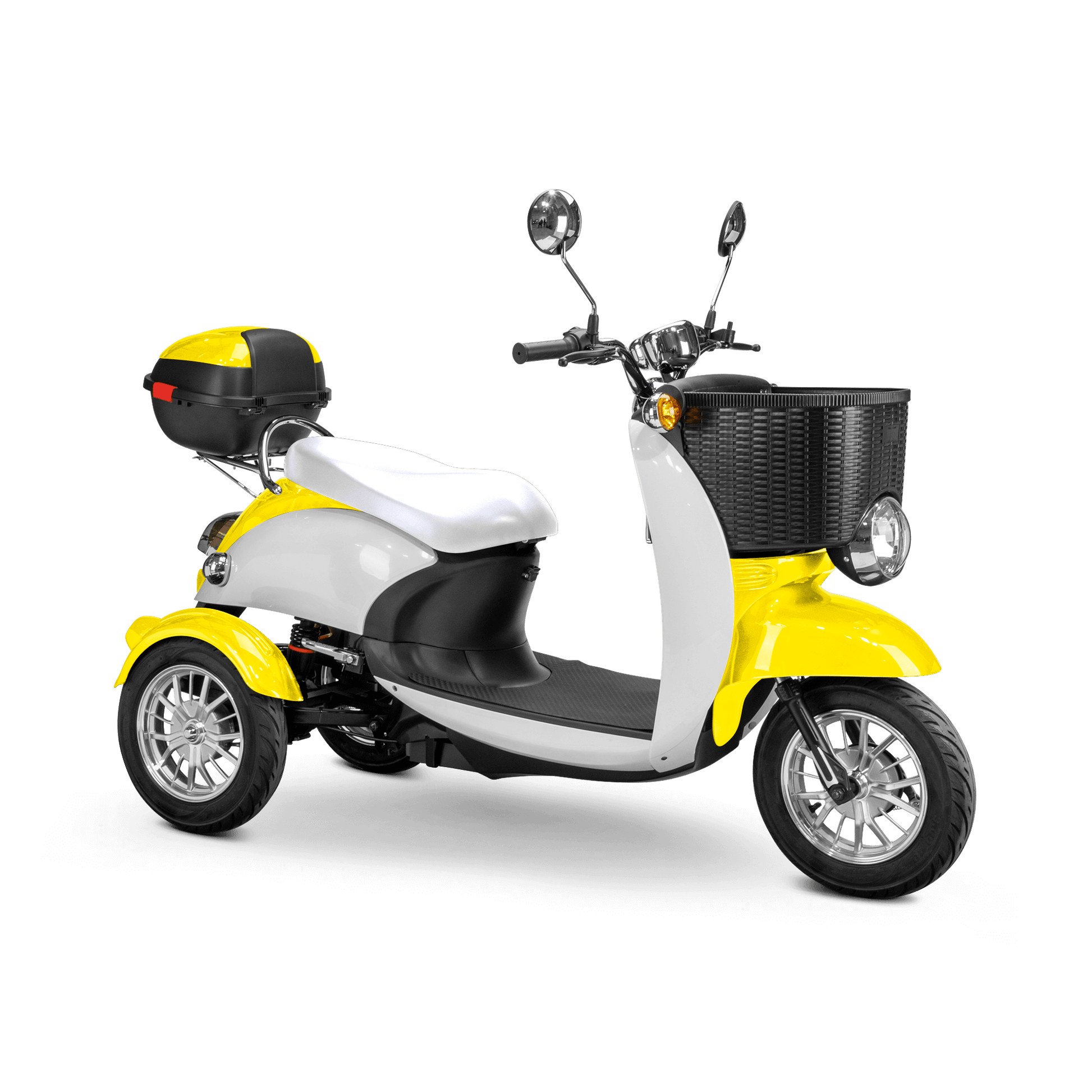 Supreme Mobility Scooter - white and yellow with white seat and silver wheels