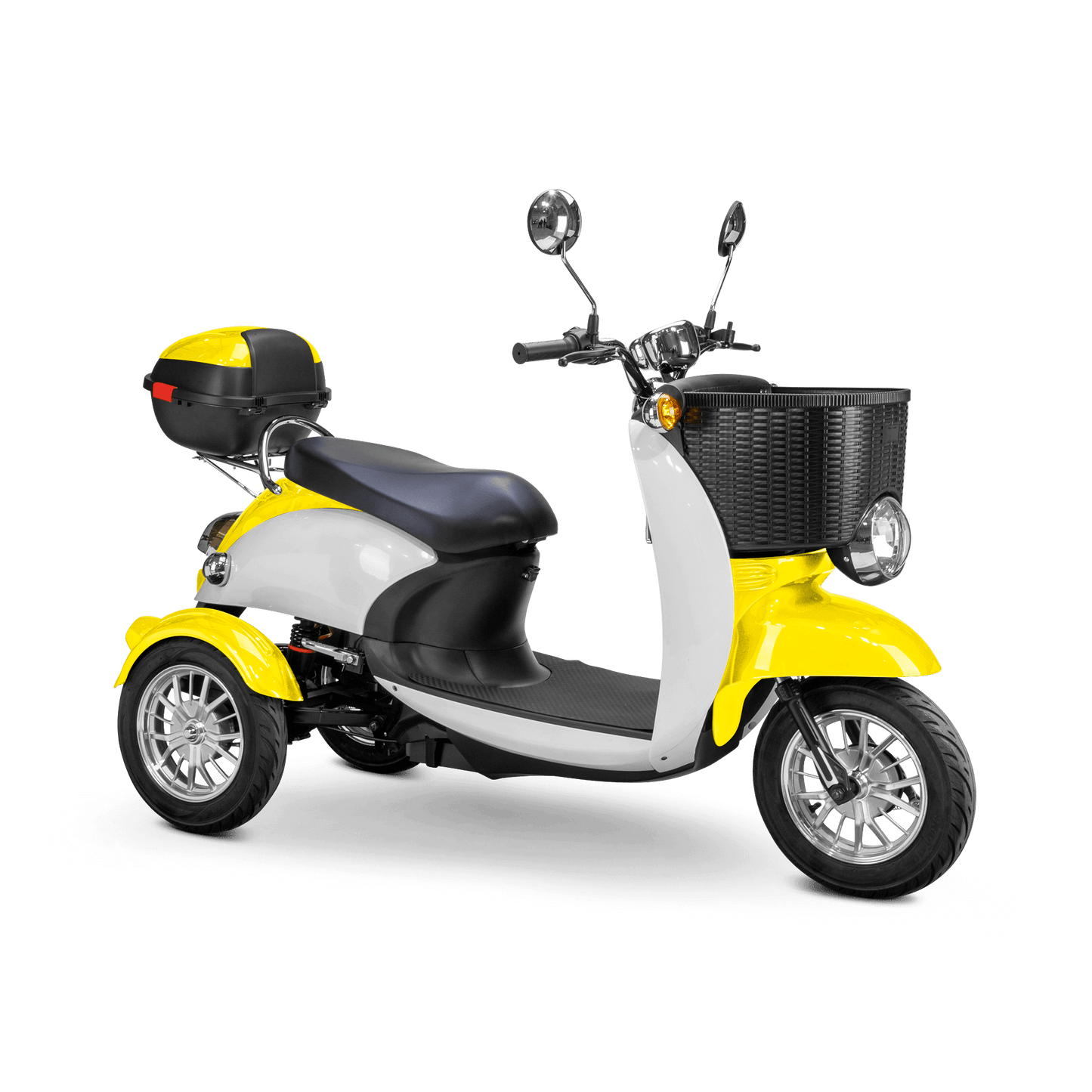 Supreme Mobility Scooter - white and yellow with black seat and silver wheels