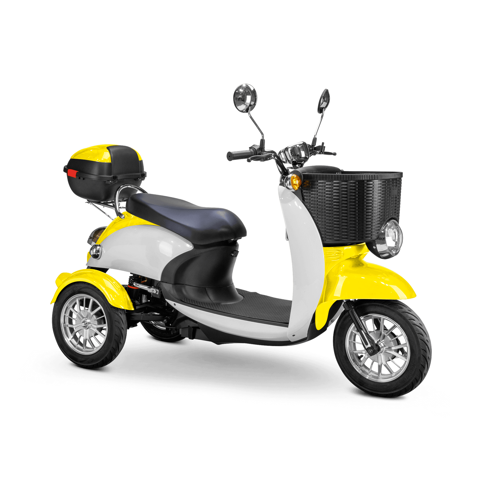 Supreme Mobility Scooter - white and yellow with black seat and silver wheels