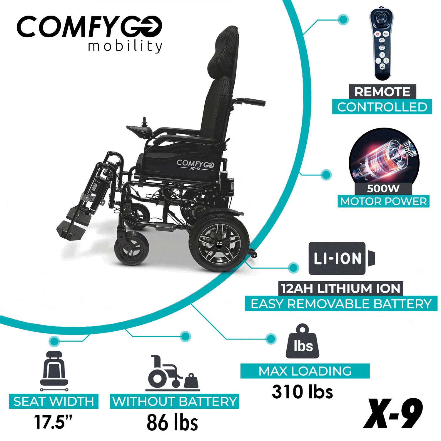 X-9 Remote Controlled Electric Wheelchair with Automatic Recline - reclining video