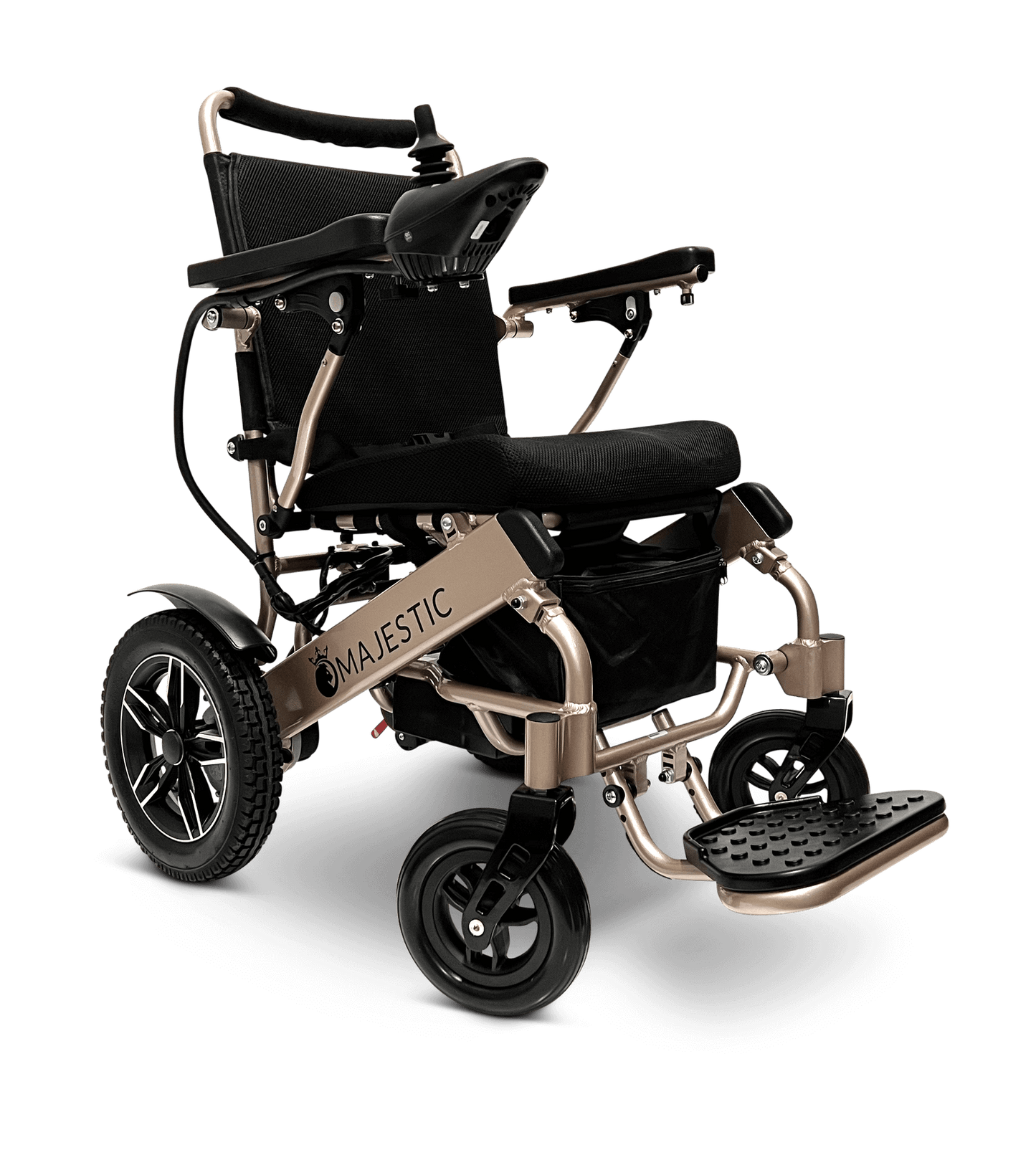 Majestic IQ-8000 Remote Controlled Electric Wheelchair (17.5” Wide Seat) - silver and standard color right front