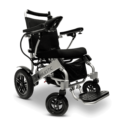 Majestic IQ-8000 Remote Controlled Electric Wheelchair (17.5” Wide Seat) - silver and standard color right front