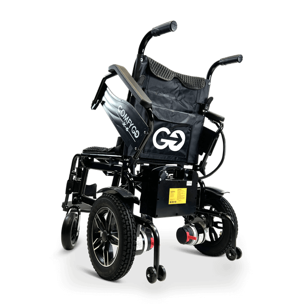 X-6 Lightweight Electric Wheelchair (17.5″ Wide Seat) - black left rear