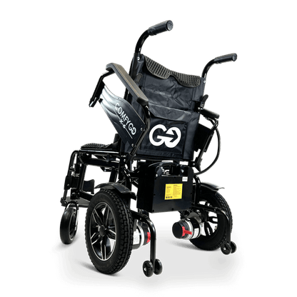 X-6 Lightweight Electric Wheelchair (17.5″ Wide Seat) - black left rear