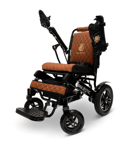 Majestic IQ-8000 Remote Controlled Electric Wheelchair (17.5” Wide Seat) - black and taba color armrests raised